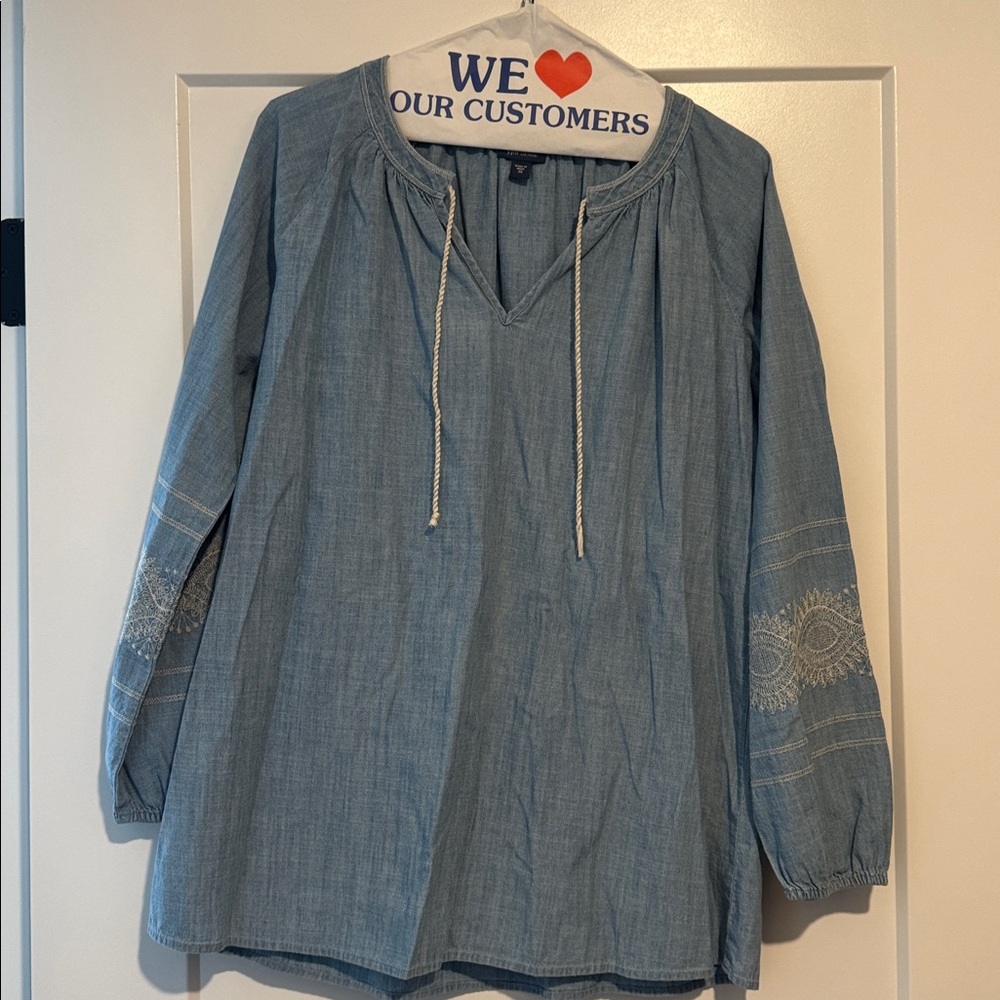 Blue Long-Sleeve Tunic Top